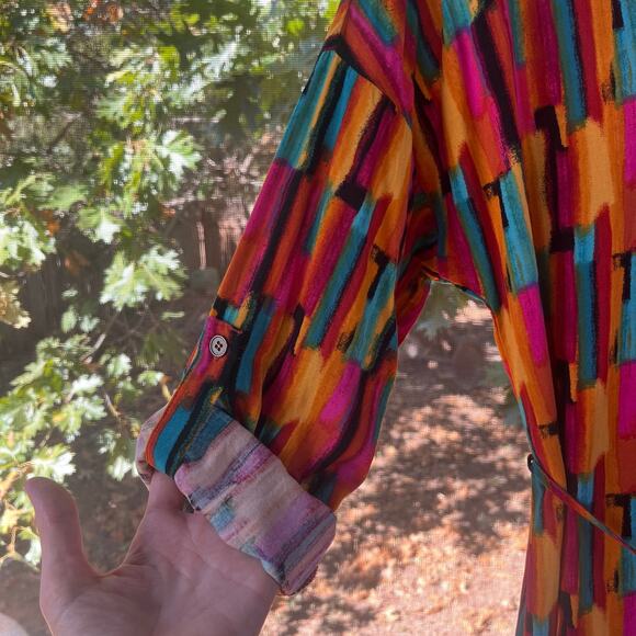 Savanna Jane Women's Colorful Embroidered Midi Shirt Dress Size M - Picture 6 of 12